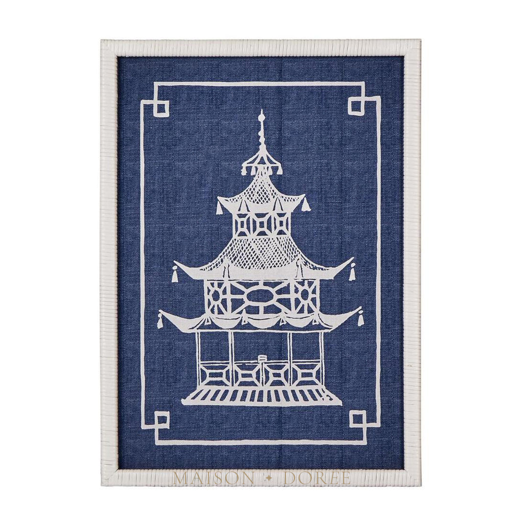 Pagoda Blue and White Wall Art B