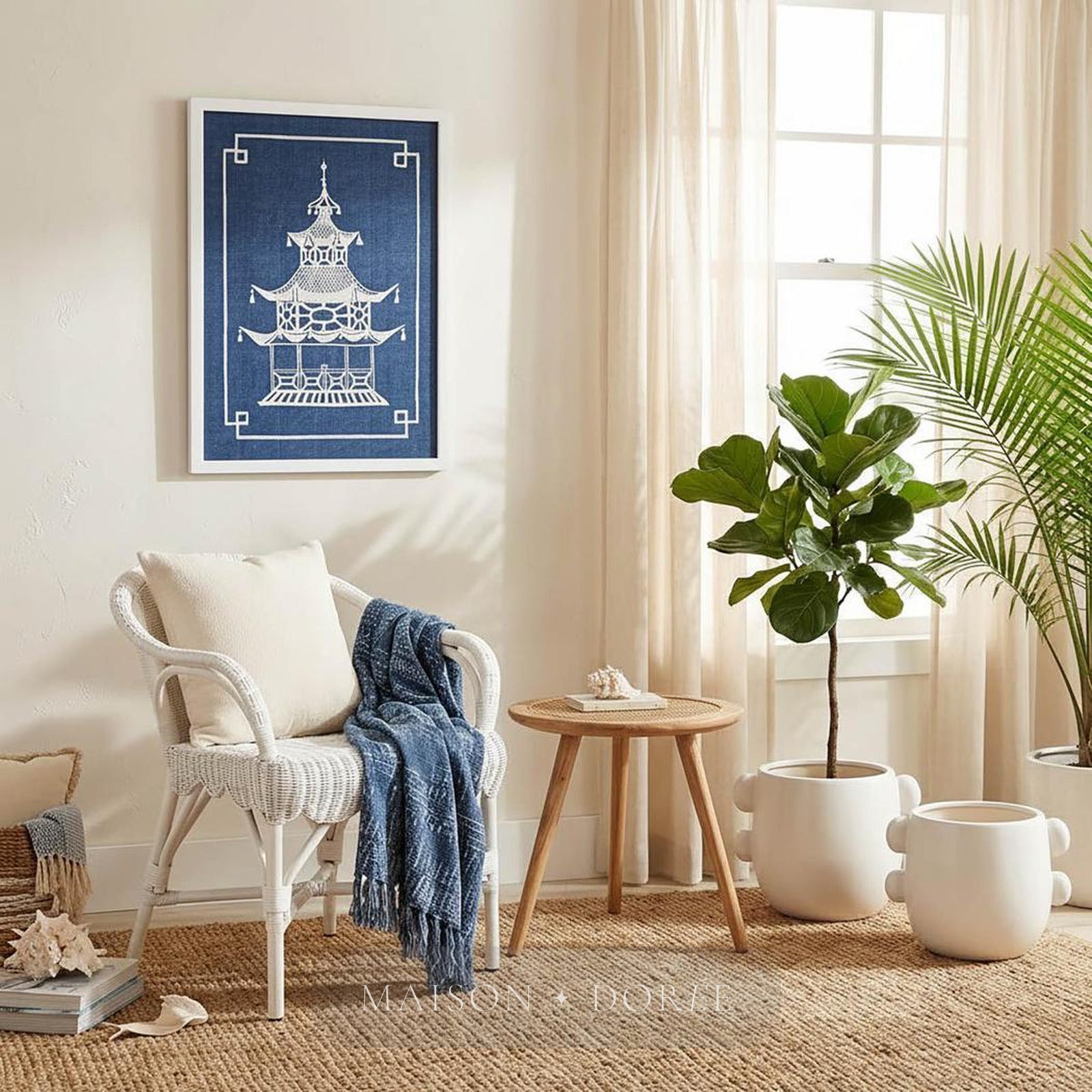Pagoda Blue and White Wall Art B - view 3