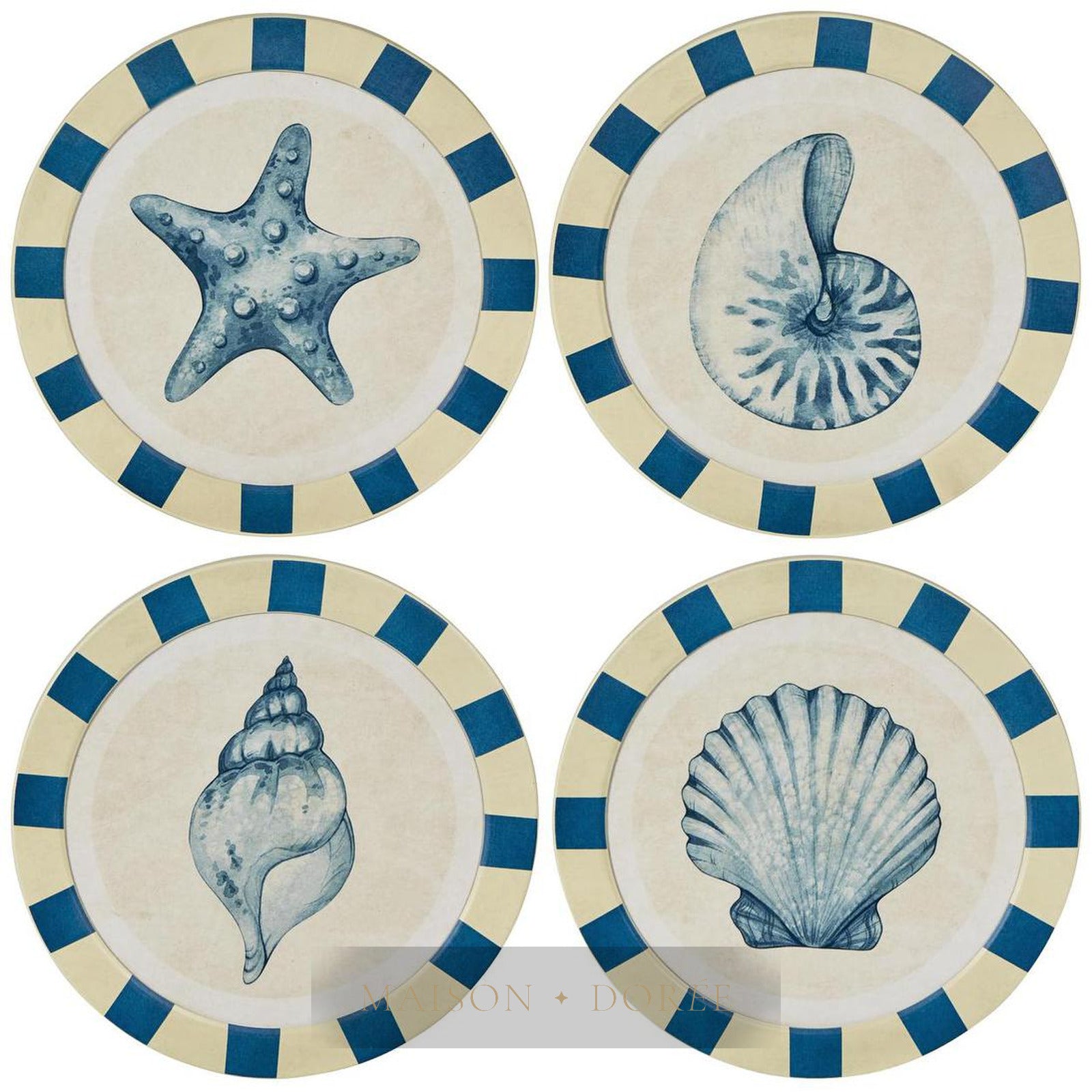 Seashells Round Wall Art Set of 4