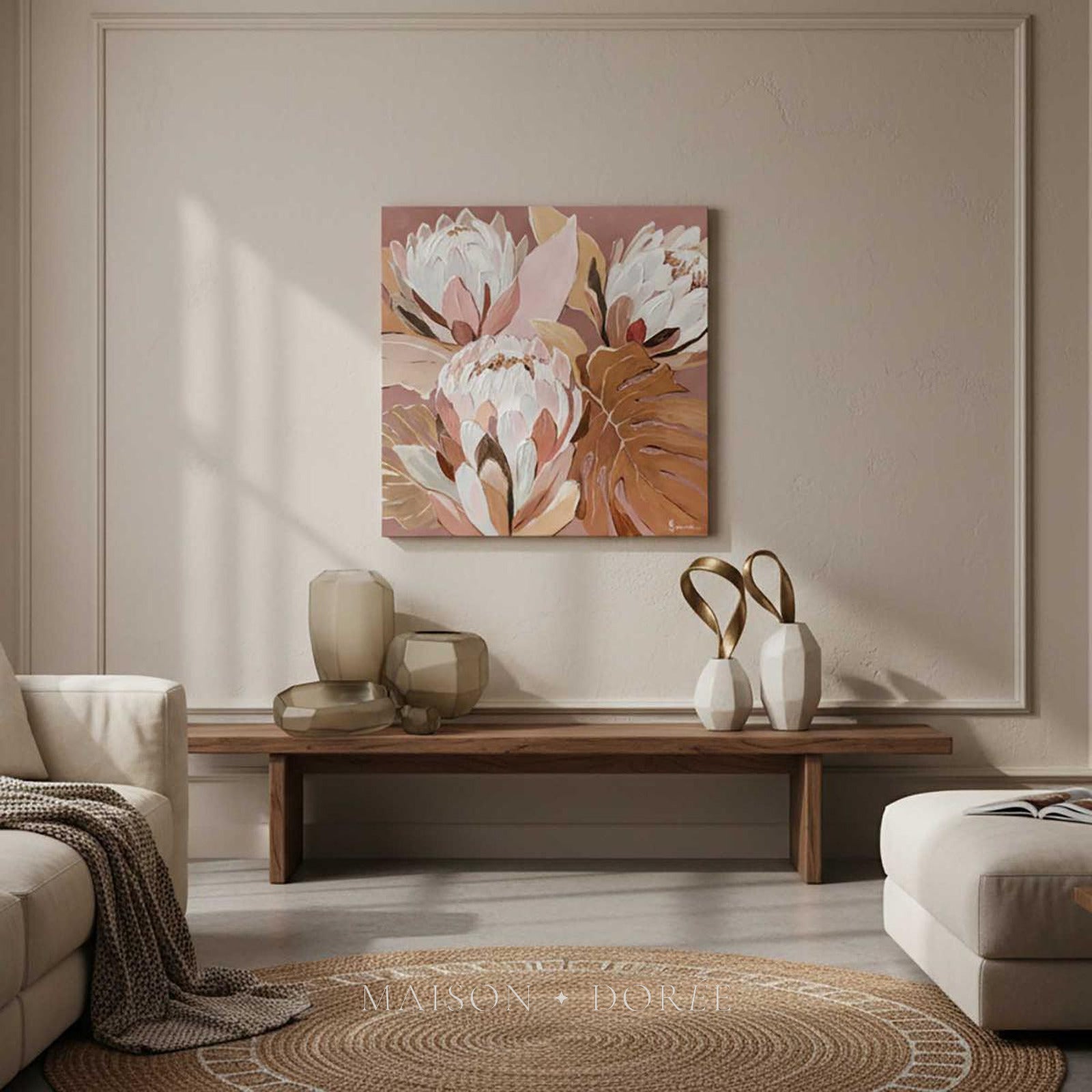 Blush Protea Wall Art 102.5 x 102.5cm - view 2