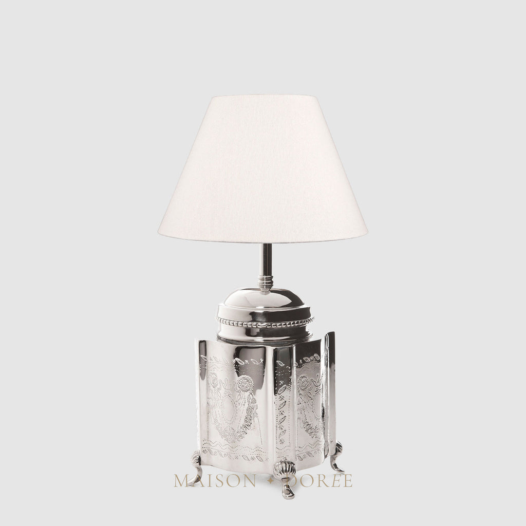 Kensington Table Lamp Base Small Shiny Nickel- Base Only
