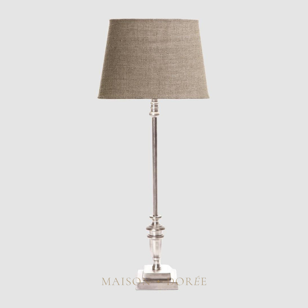 Lyon Candlestick Table Lamp Base Antique Silver- Base Only