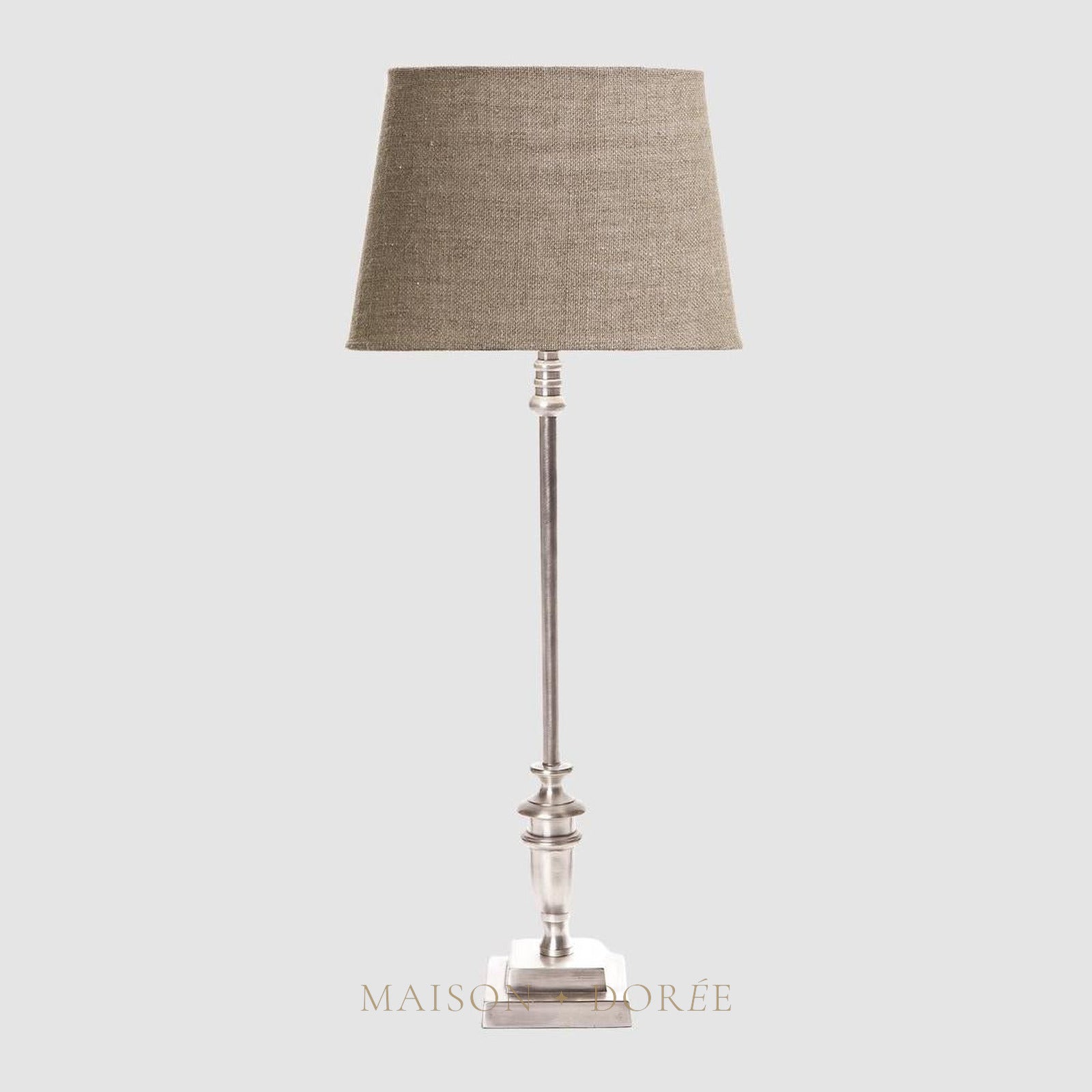 Lyon Candlestick Table Lamp Base Antique Silver- Base Only