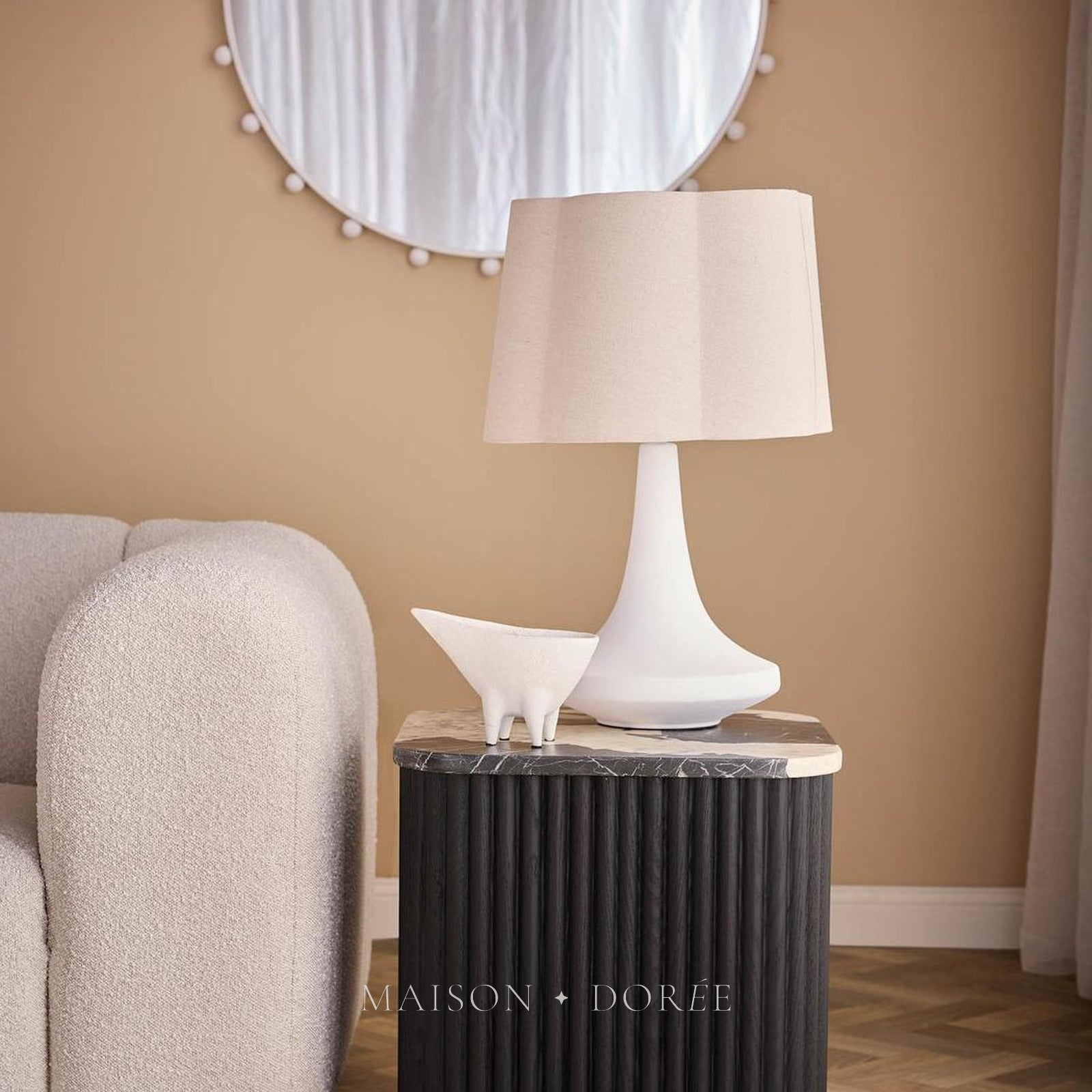 Soren Table Lamp & Linen Shade White