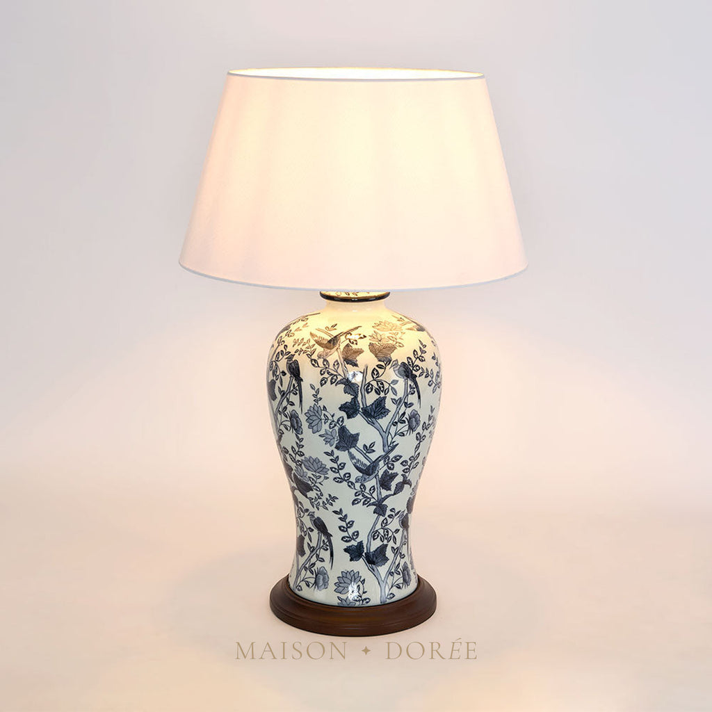 Ashleigh Ceramic Blue & White Table Lamp & Shade