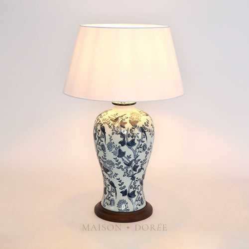 Ashleigh Ceramic Blue & White Table Lamp & Shade