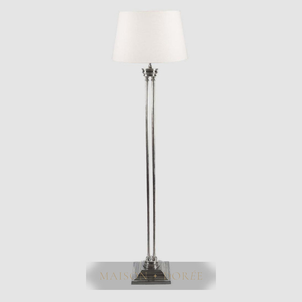 Hudson Floor Lamp Base Antique Silver- Base Only