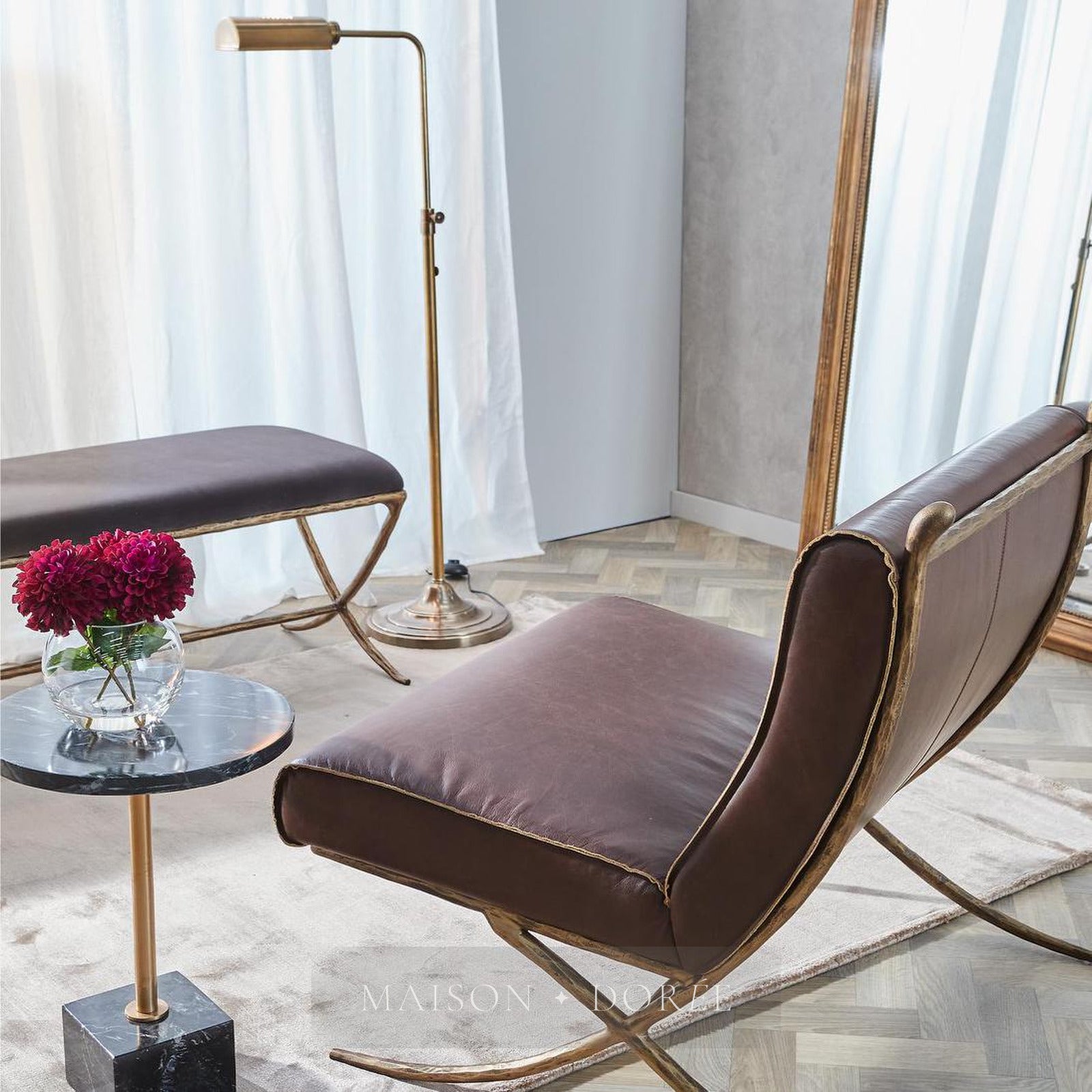 Brooklyn Floor Lamp Antique Brass