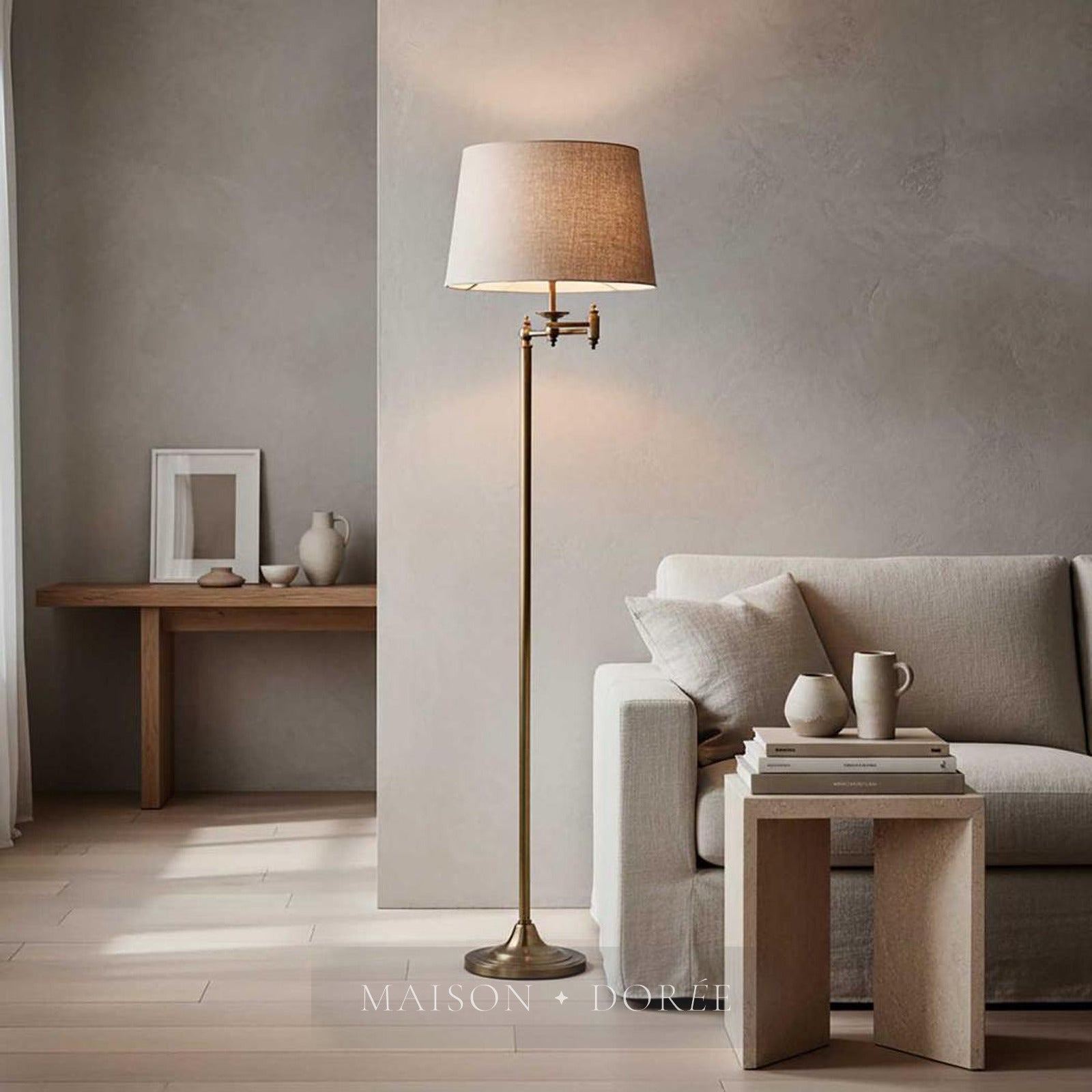 Macleay Floor Lamp Base Antique Brass- Base Only