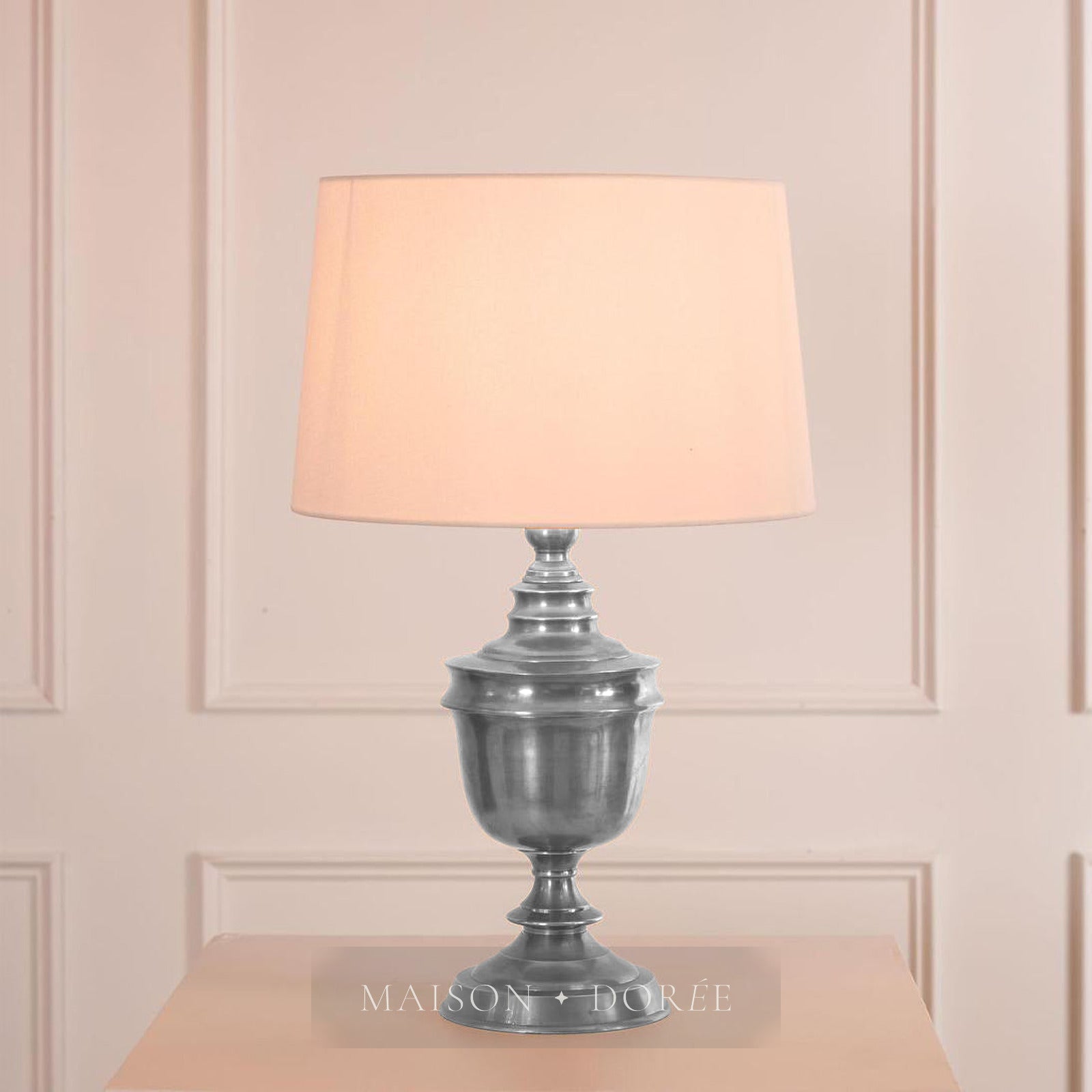 Sheffield Table Lamp Base Antique Silver- Base Only