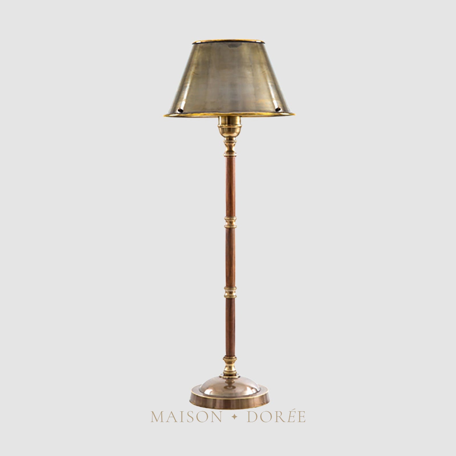 Delaware Table Lamp Antique Brass and Dark Wood