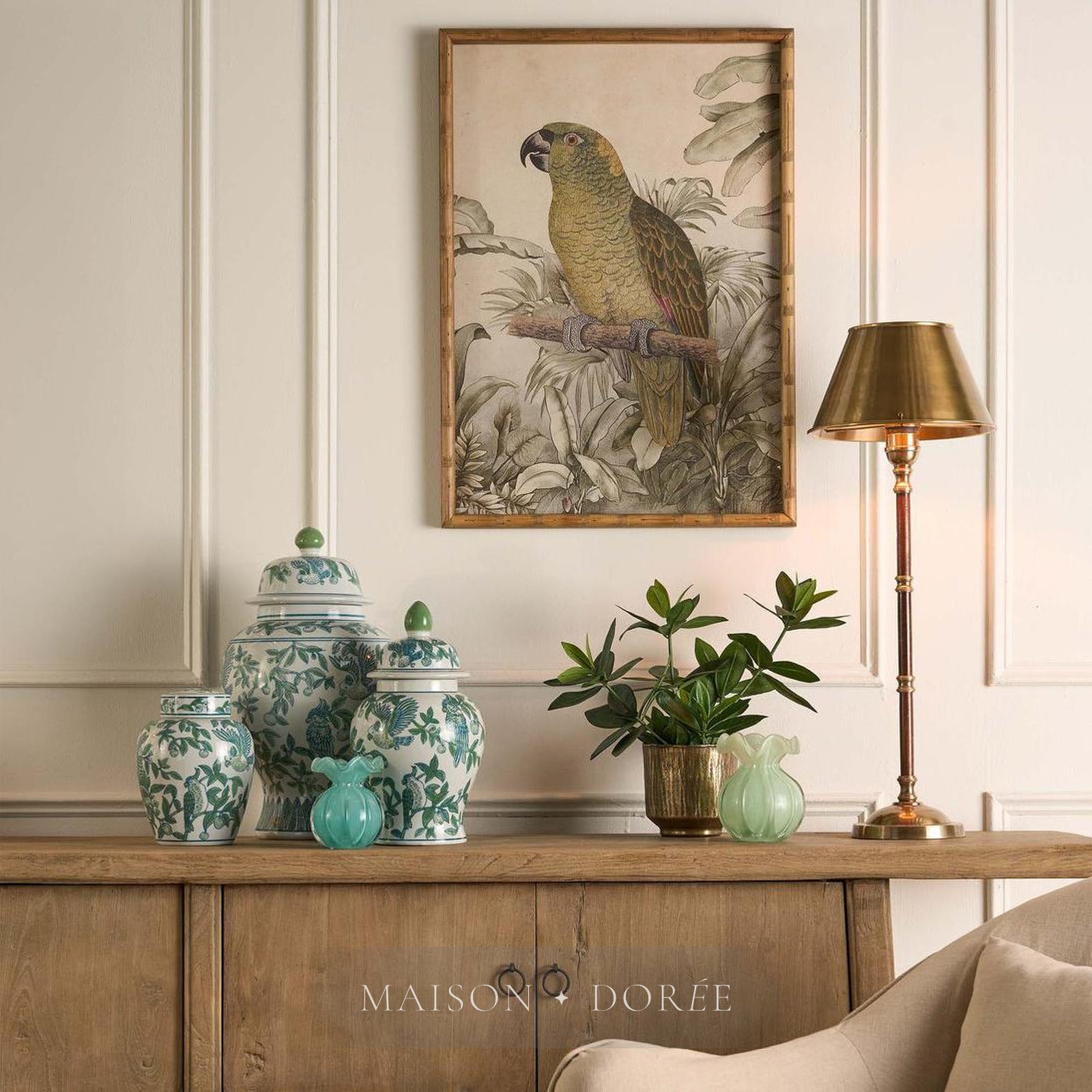 Delaware Table Lamp Antique Brass and Dark Wood