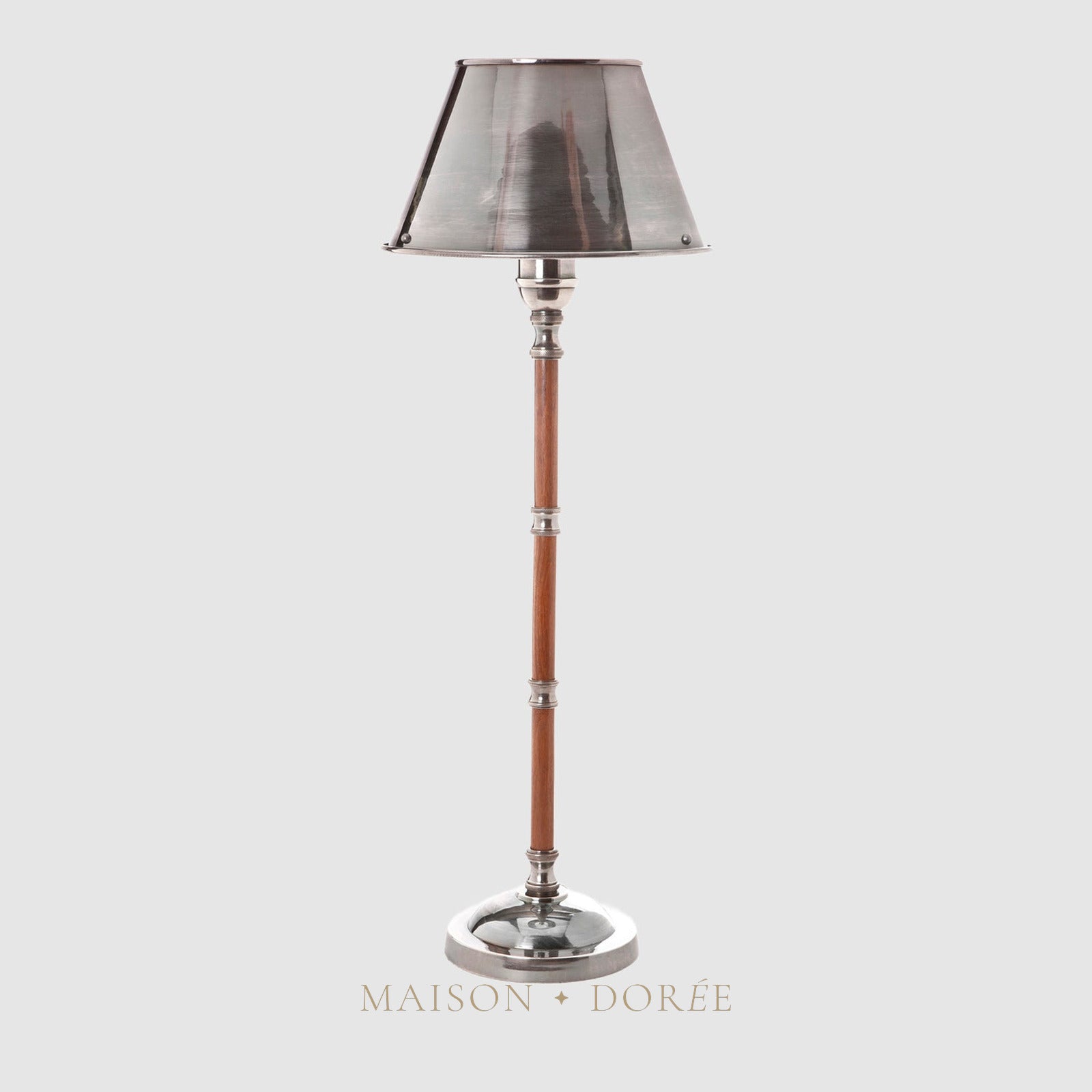 Delaware Table Lamp Antique Silver and Dark Wood