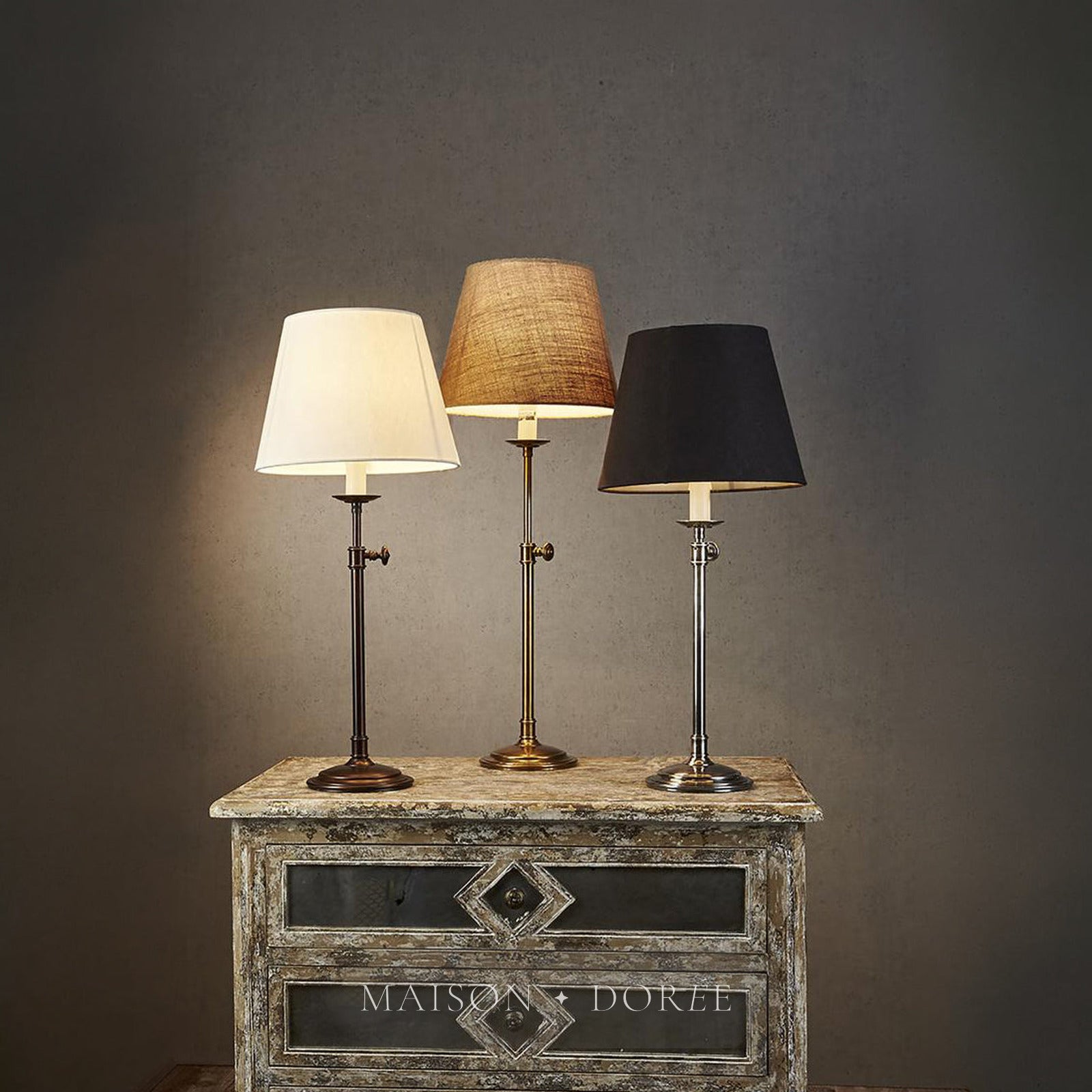 Davenport Table Lamp Base Antique Brass- Base Only