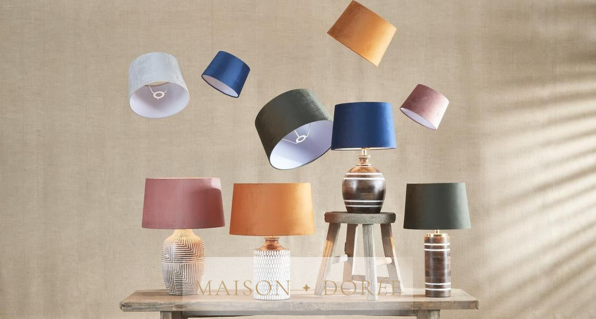 Velvet Drum Lamp Shade Medium Mist Grey