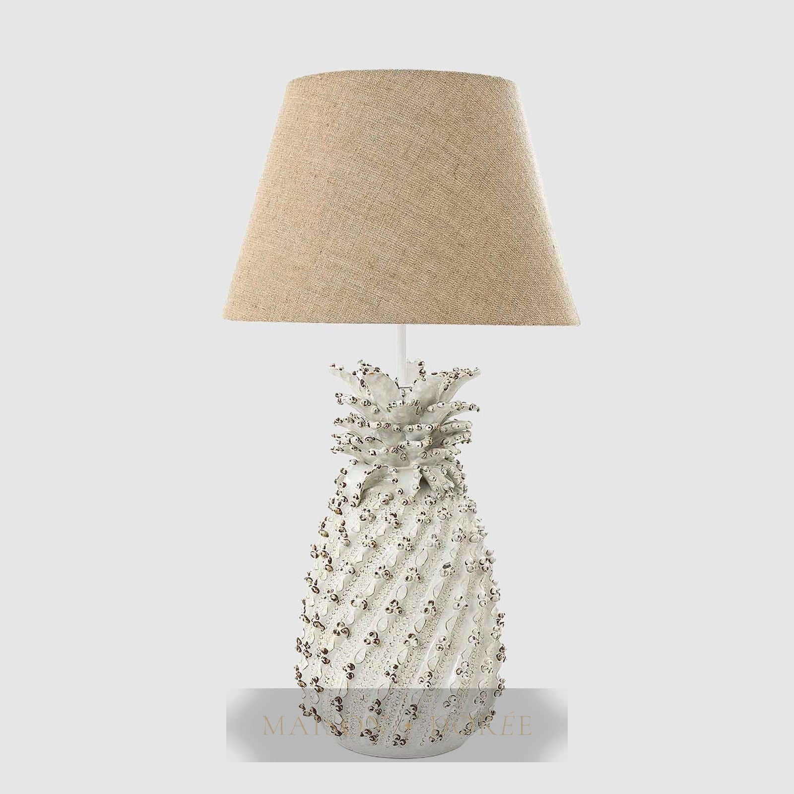 Pineapple Ceramic Table Lamp Base White- Base Only