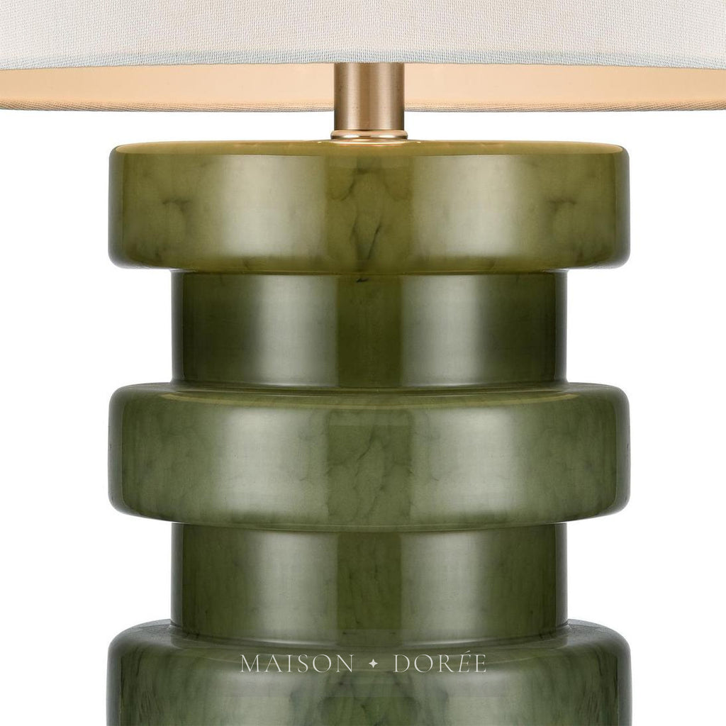 Remy Green Glass Table Lamp & White Shade