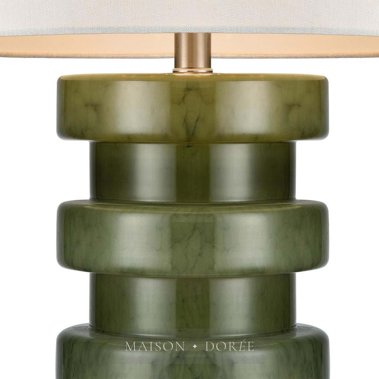 Remy Green Glass Table Lamp & White Shade