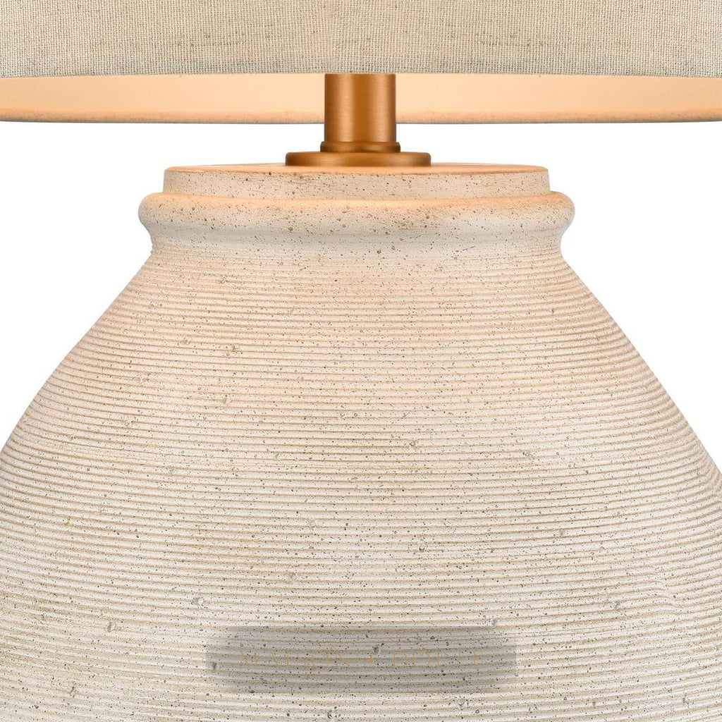 Forbes White Sandstone Table Lamp & Linen Shade