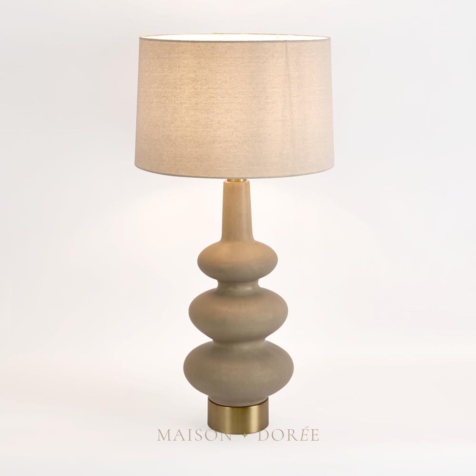 Linden Sandstone Table Lamp & Linen Shade