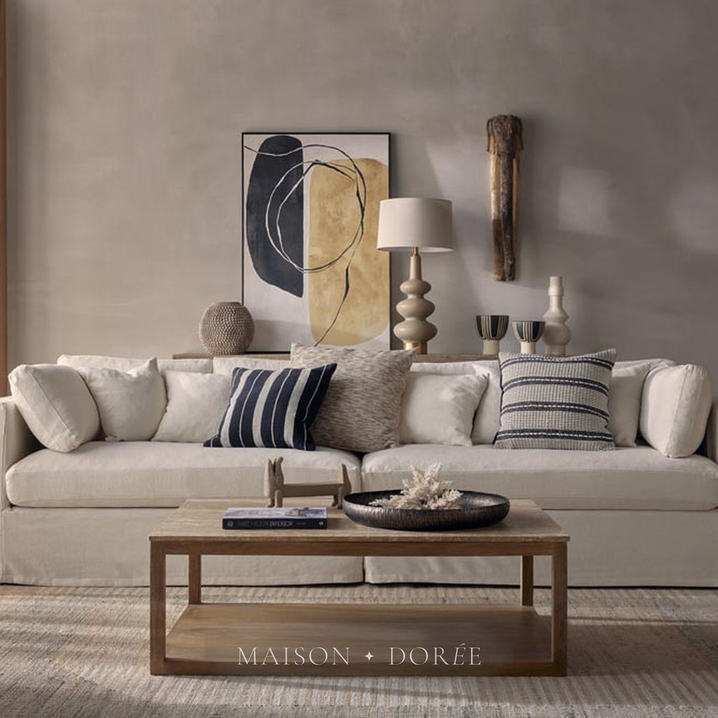 Linden Sandstone Table Lamp & Linen Shade