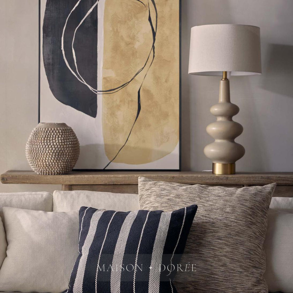 Linden Sandstone Table Lamp & Linen Shade