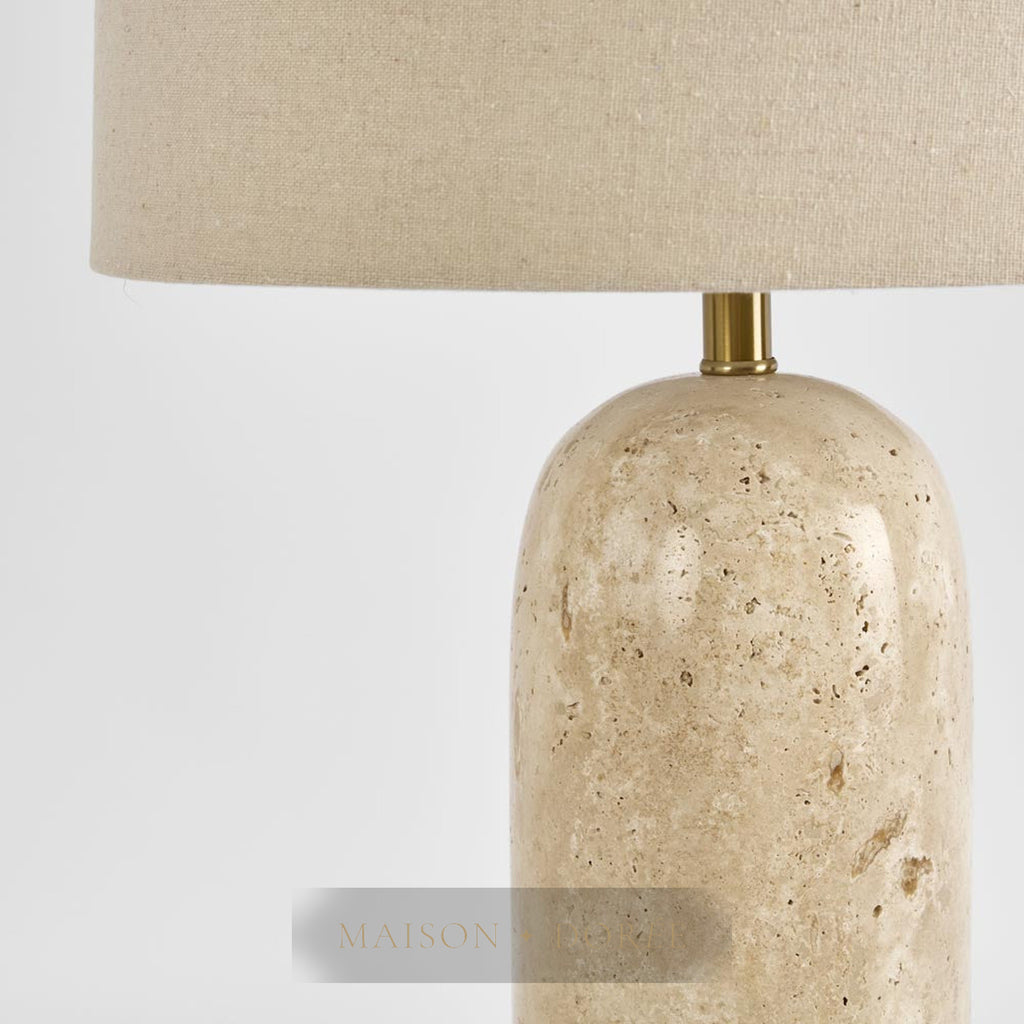 Olsen Travertine Table Lamp & Linen Shade