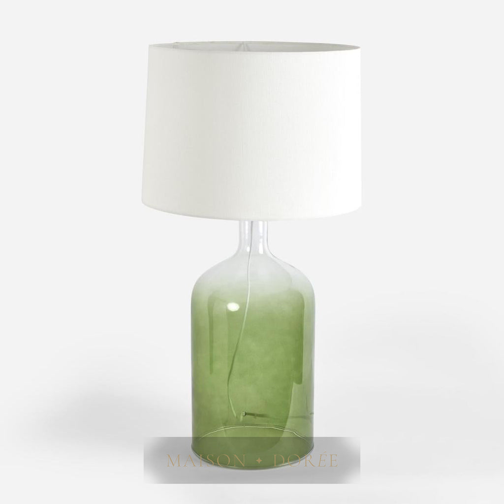 Henley Green Glass Table Lamp & White Shade