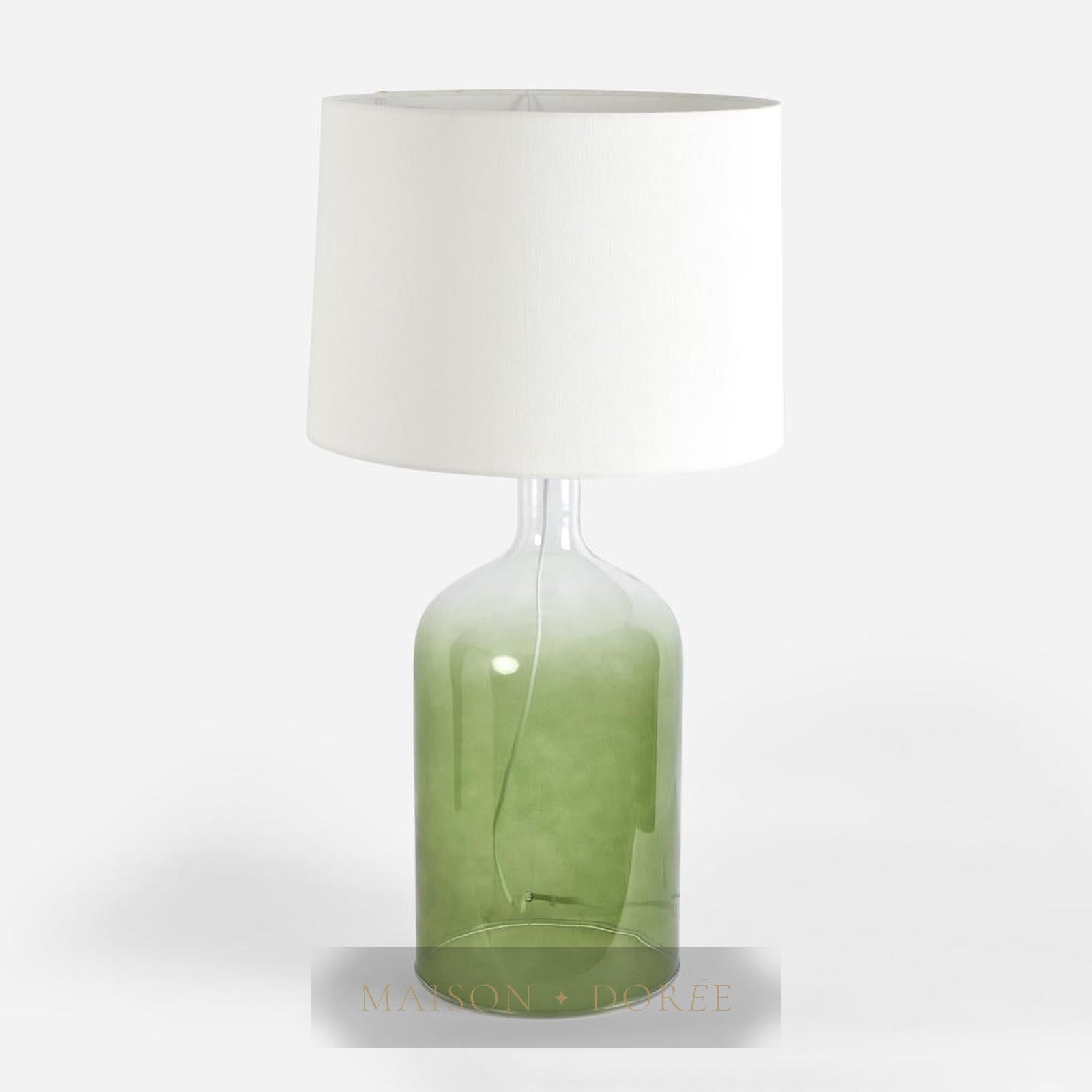 Henley Green Glass Table Lamp & White Shade