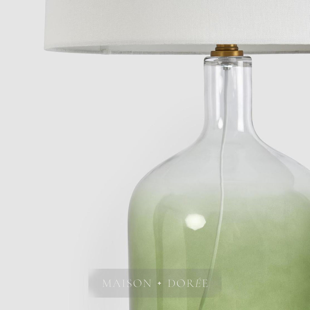 Henley Green Glass Table Lamp & White Shade