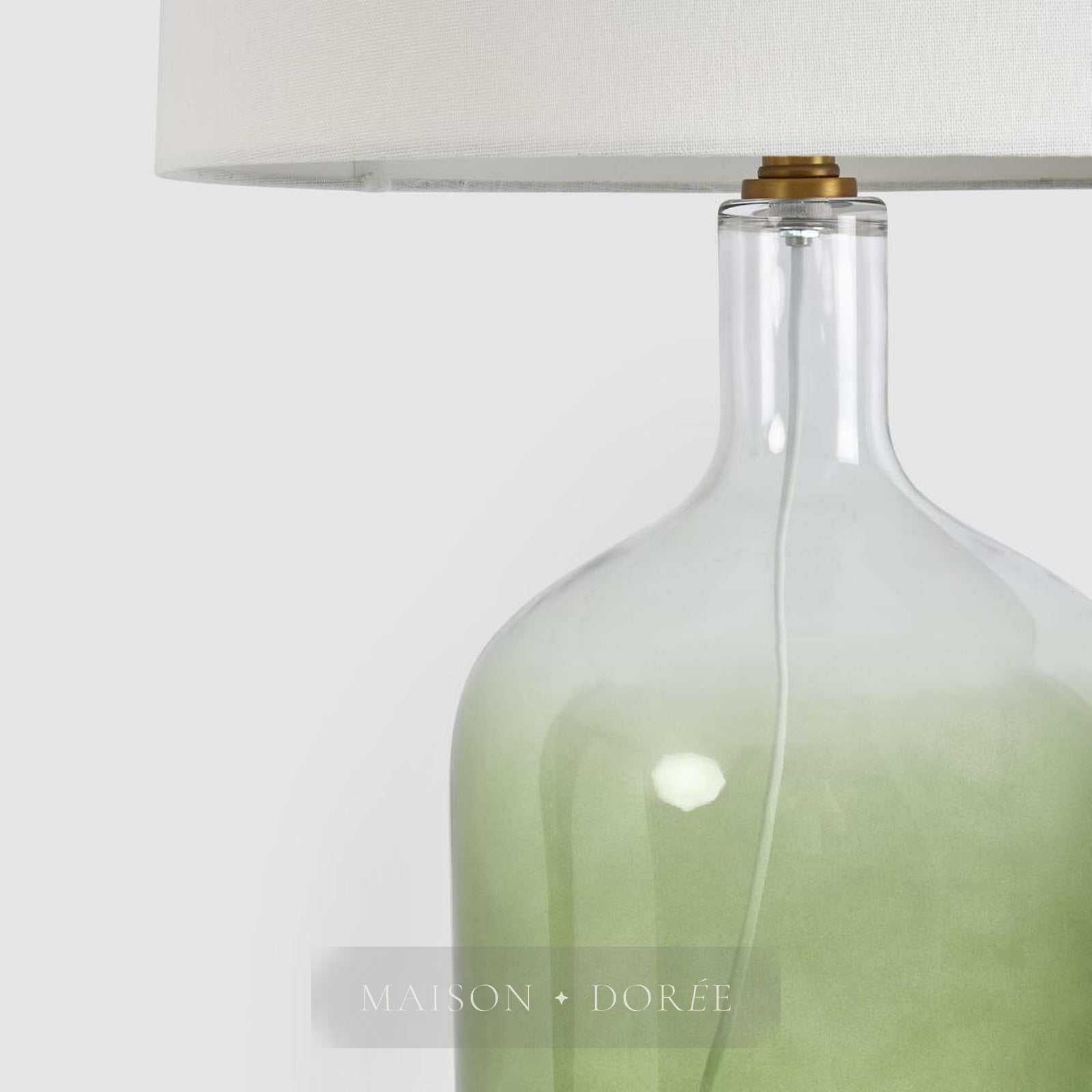 Henley Green Glass Table Lamp & White Shade