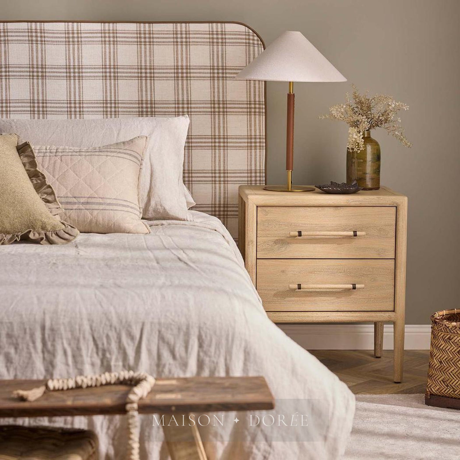 Huntley Leather & Brass Table Lamp & Shade