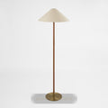 Huntley Leather & Brass Floor Lamp & Linen Shade — Brass
