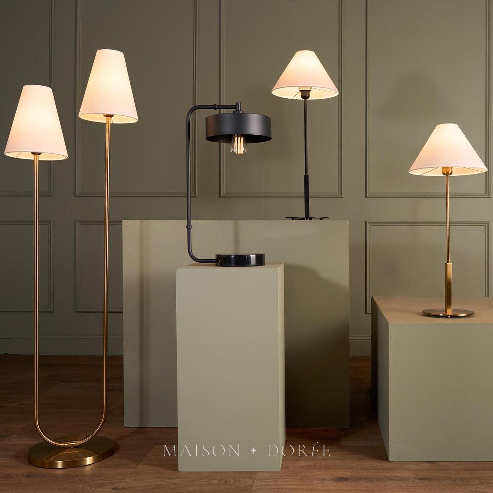 Aspen Floor Lamp Antique Brass