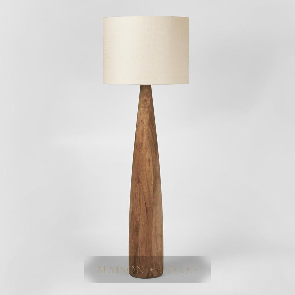 Samson Wood Floor Lamp Saddle Base with Natural Shade
