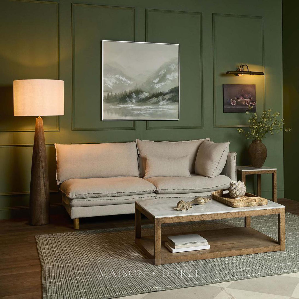 Samson Wood Floor Lamp Saddle Base with Natural Shade