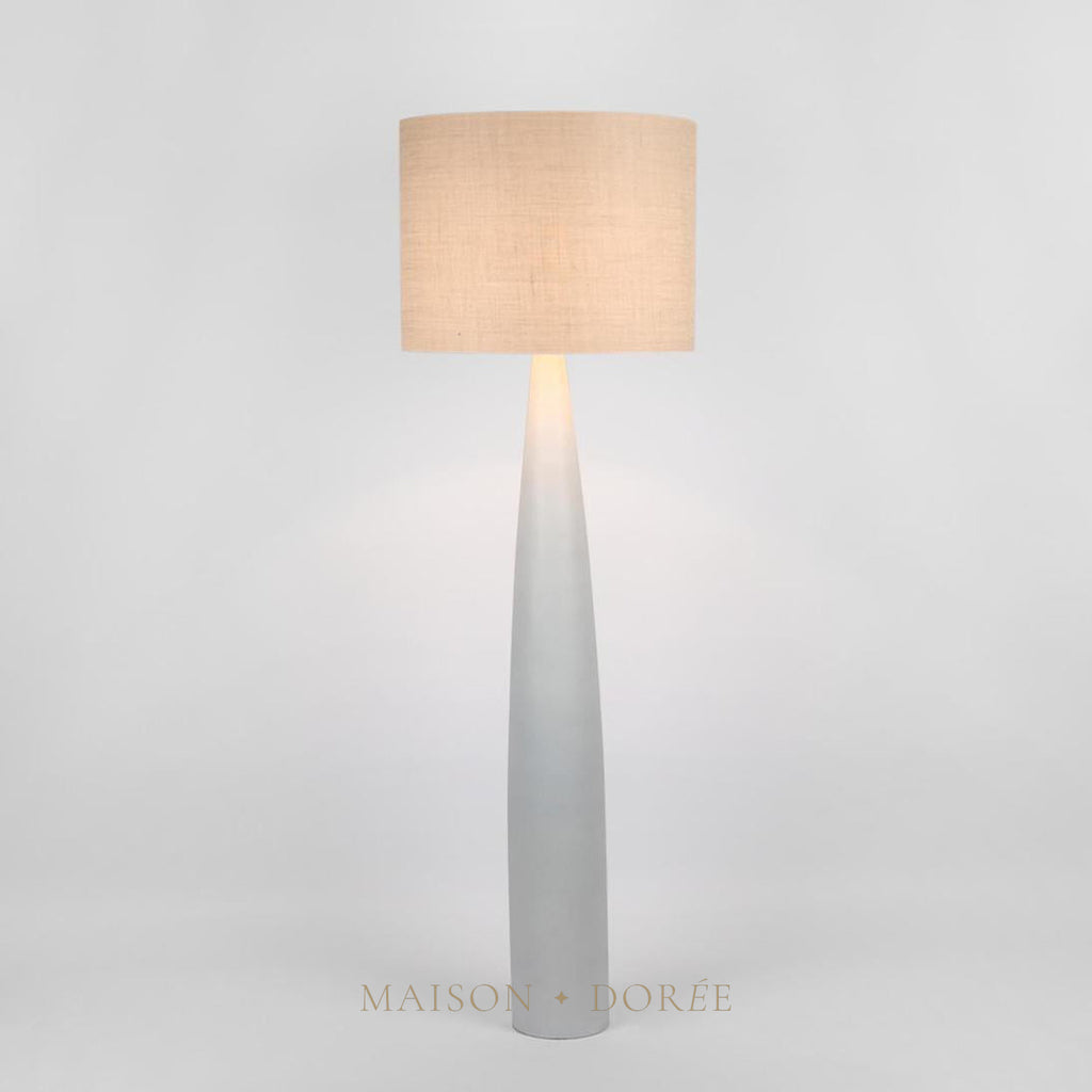 Samson Floor Lamp Base White with Natural Shade — White