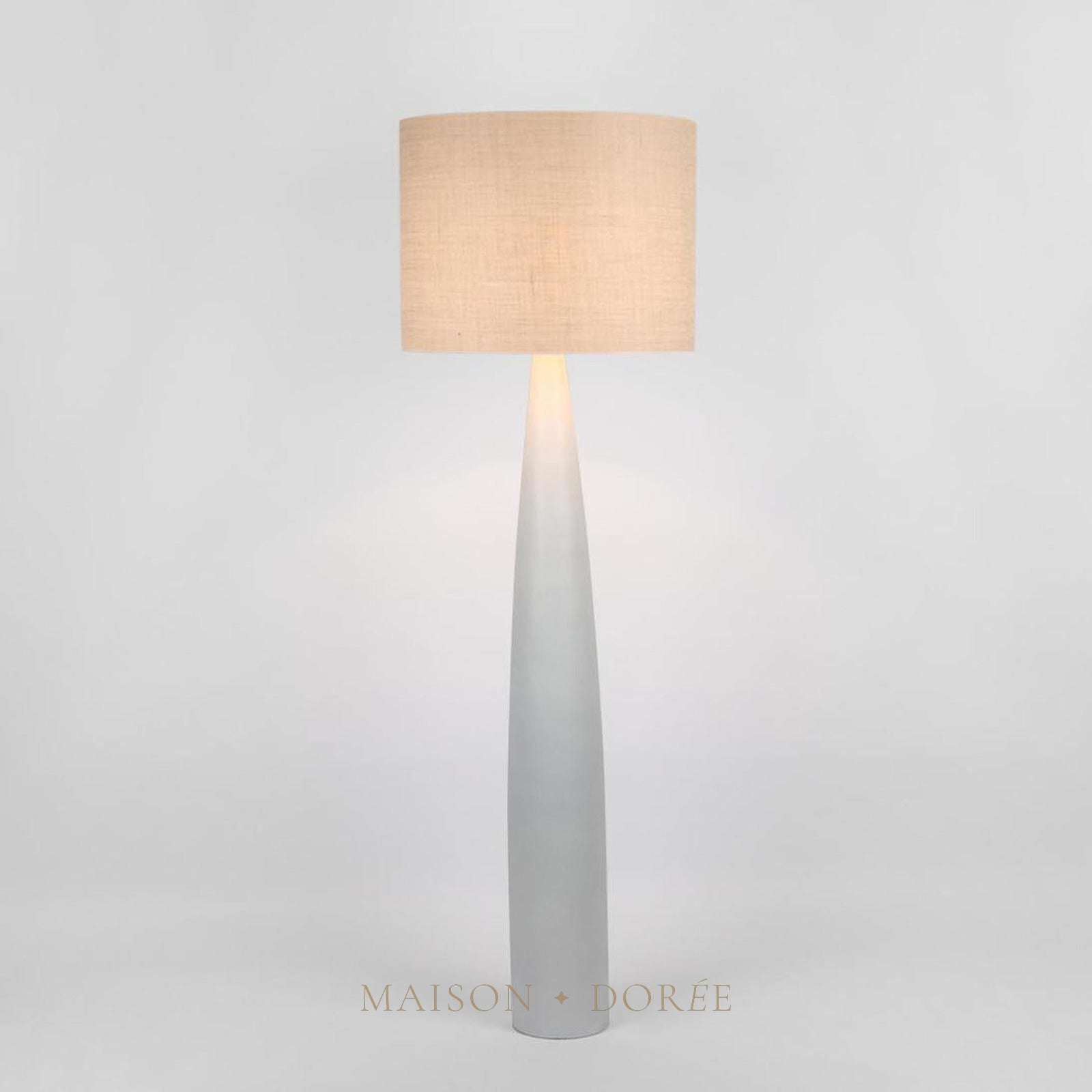 Samson Floor Lamp Base White with Natural Shade — White