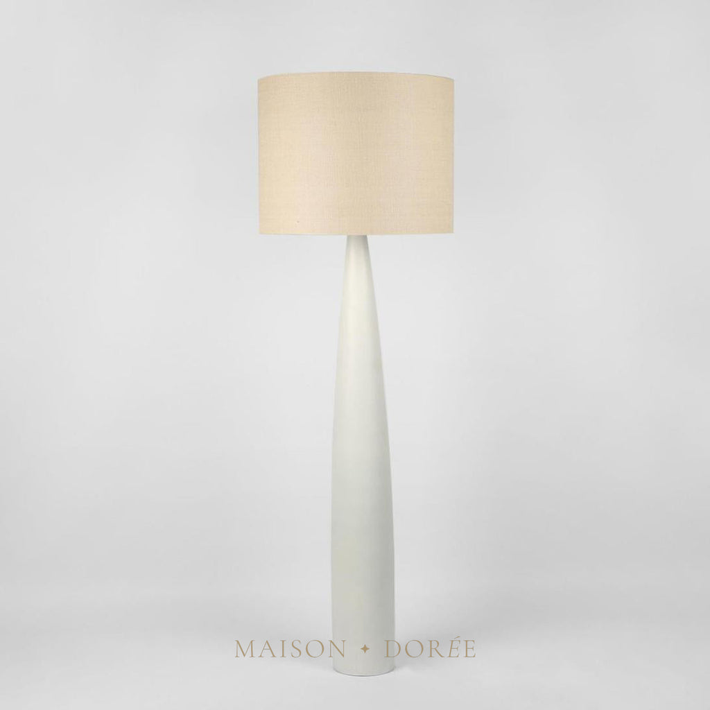Samson Floor Lamp Base White with Natural Shade