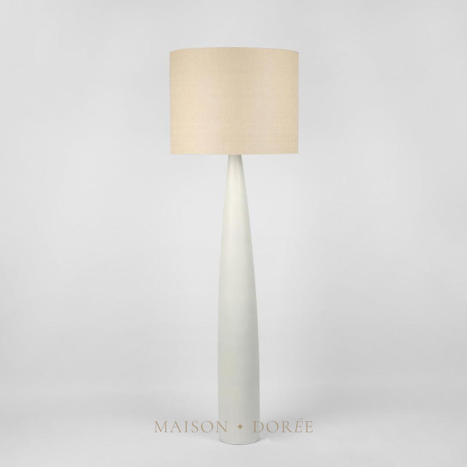 Samson Floor Lamp Base White with Natural Shade