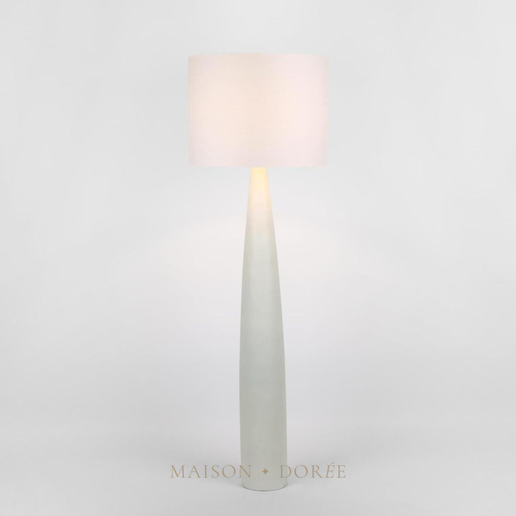 Samson Floor Lamp Base White with Shade White — White