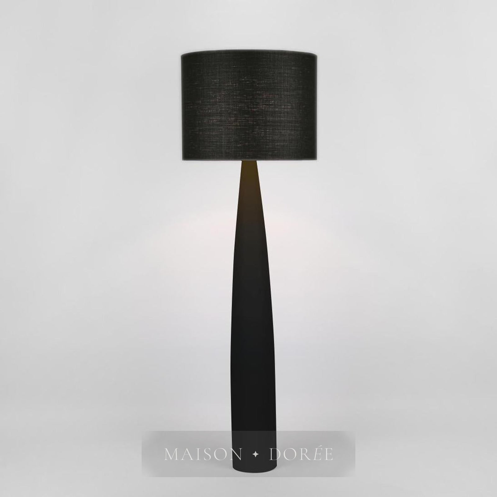 Samson Floor Lamp Base Black and Shade Black — Black