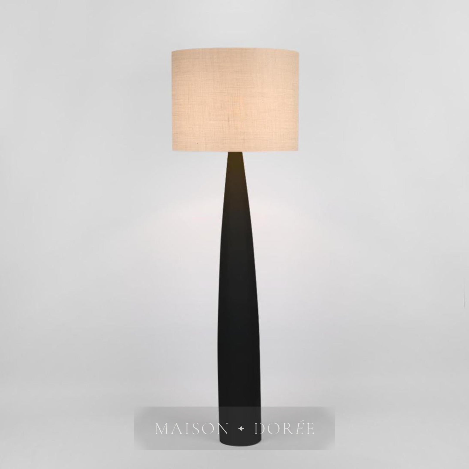 Samson Floor Lamp Base Black with Natural Shade — Black