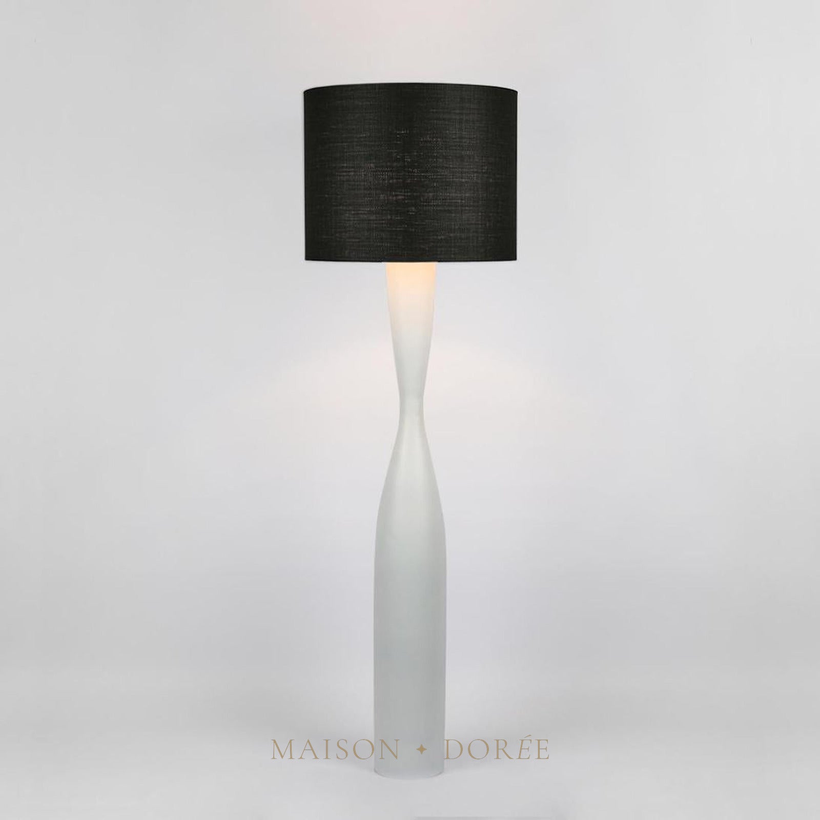 Callum Floor Lamp Base White with Black Shade