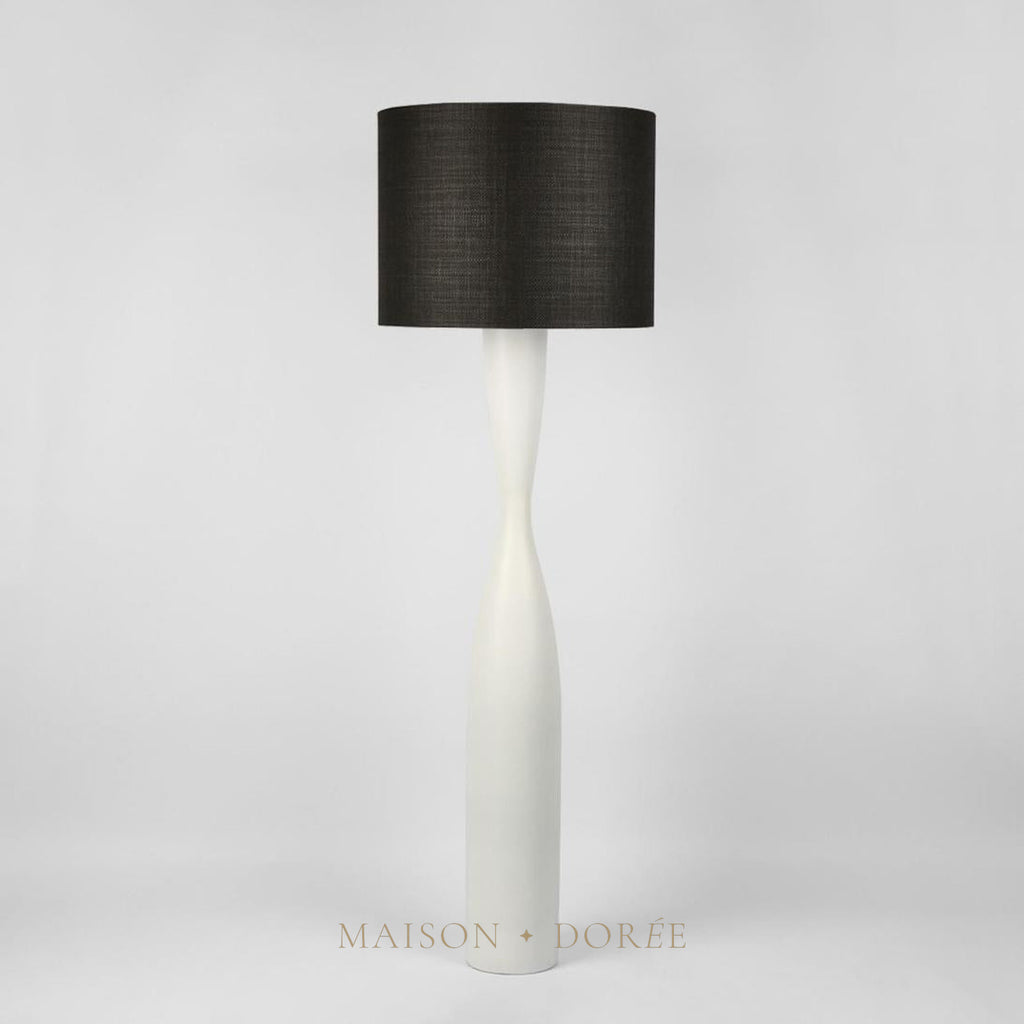 Callum Floor Lamp Base White with Black Shade — Black