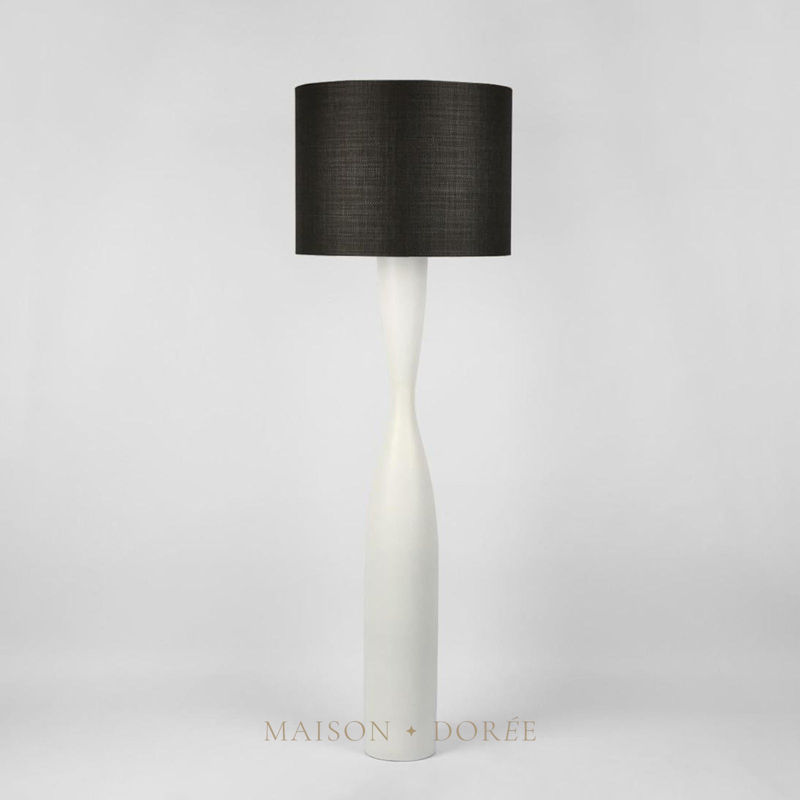 Callum Floor Lamp Base White with Black Shade — Black