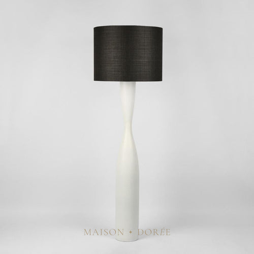 Callum Floor Lamp Base White with Black Shade — Black