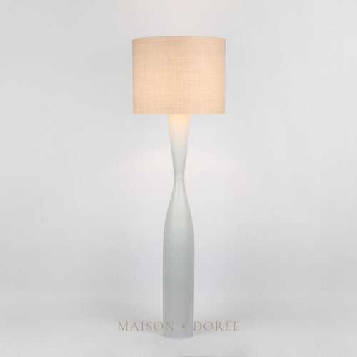 Callum Floor Lamp Base White with Natural Shade