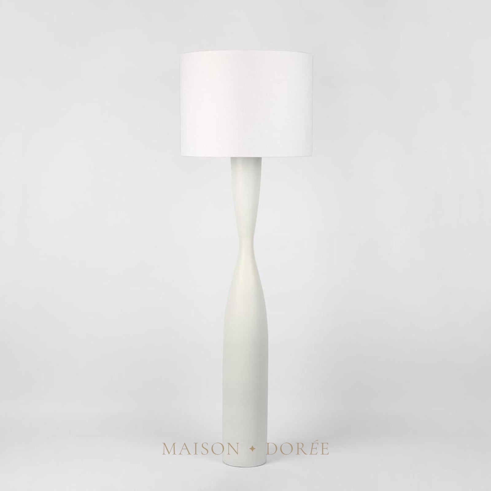 Callum Floor Lamp Base White with Shade White — White
