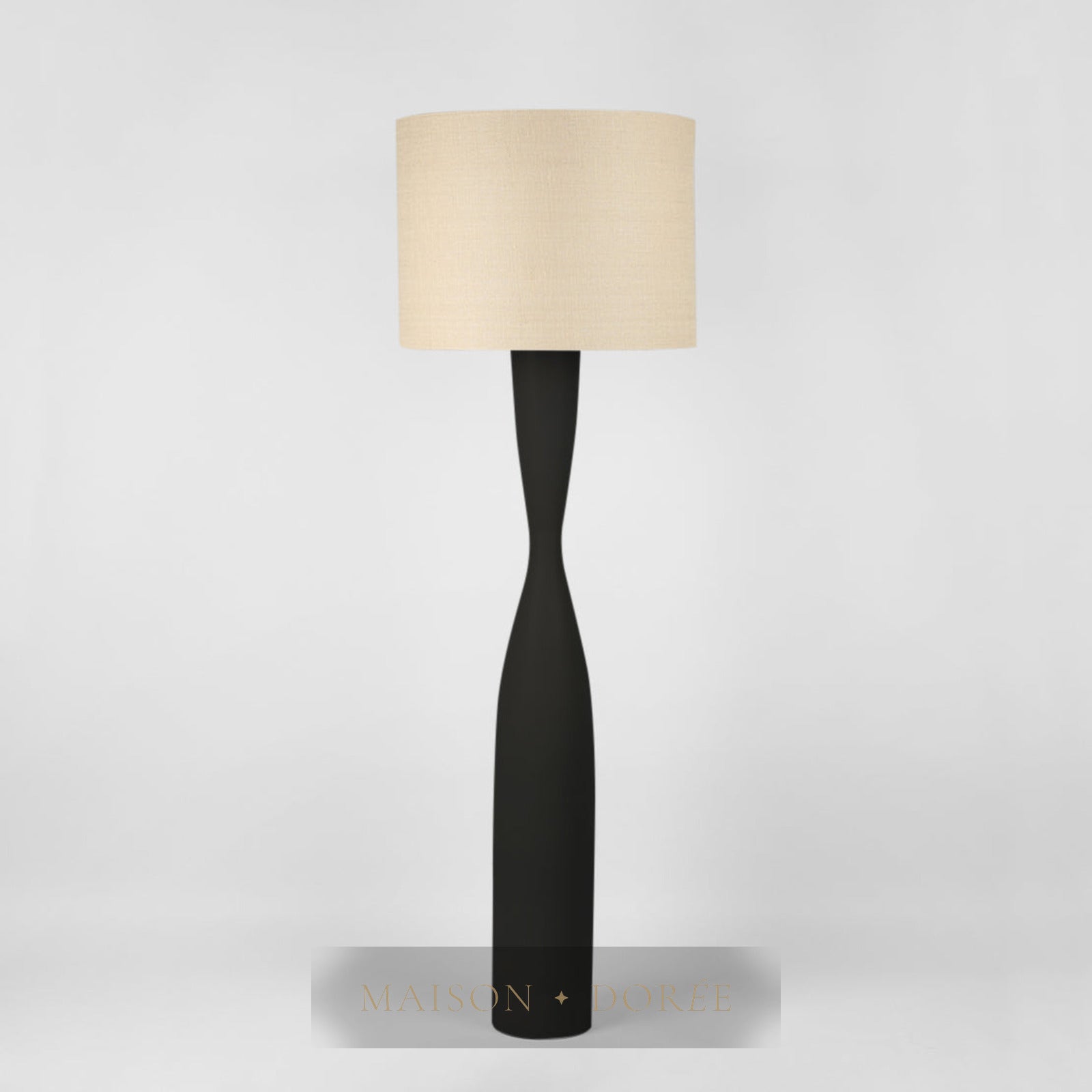 Callum Floor Lamp Base Black with Natural Shade — Black
